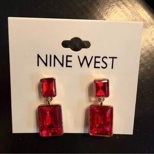 Nine West Ruby Red Geometric Earrings